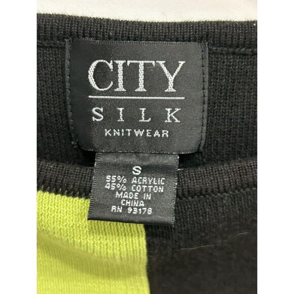 City Silk Color Block Black Blue Green Sleeveless Tank Top Sz Small - Picture 5 of 8